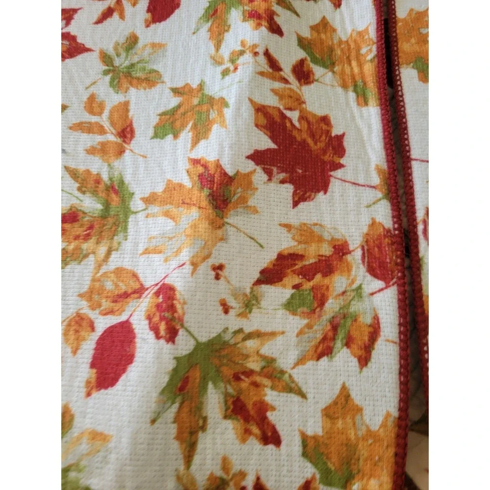Fall Harvest Pumpkin Placemats Set of 8 pc Reversible Leaf Red Orange Cream